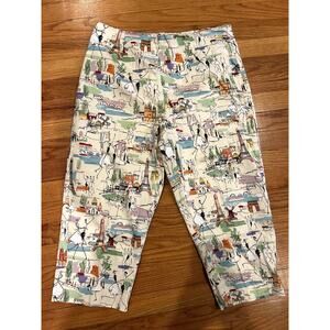Wildlife Sportswear Women's Size 12 Parisean Scene Capri Pant Fun Whimsy